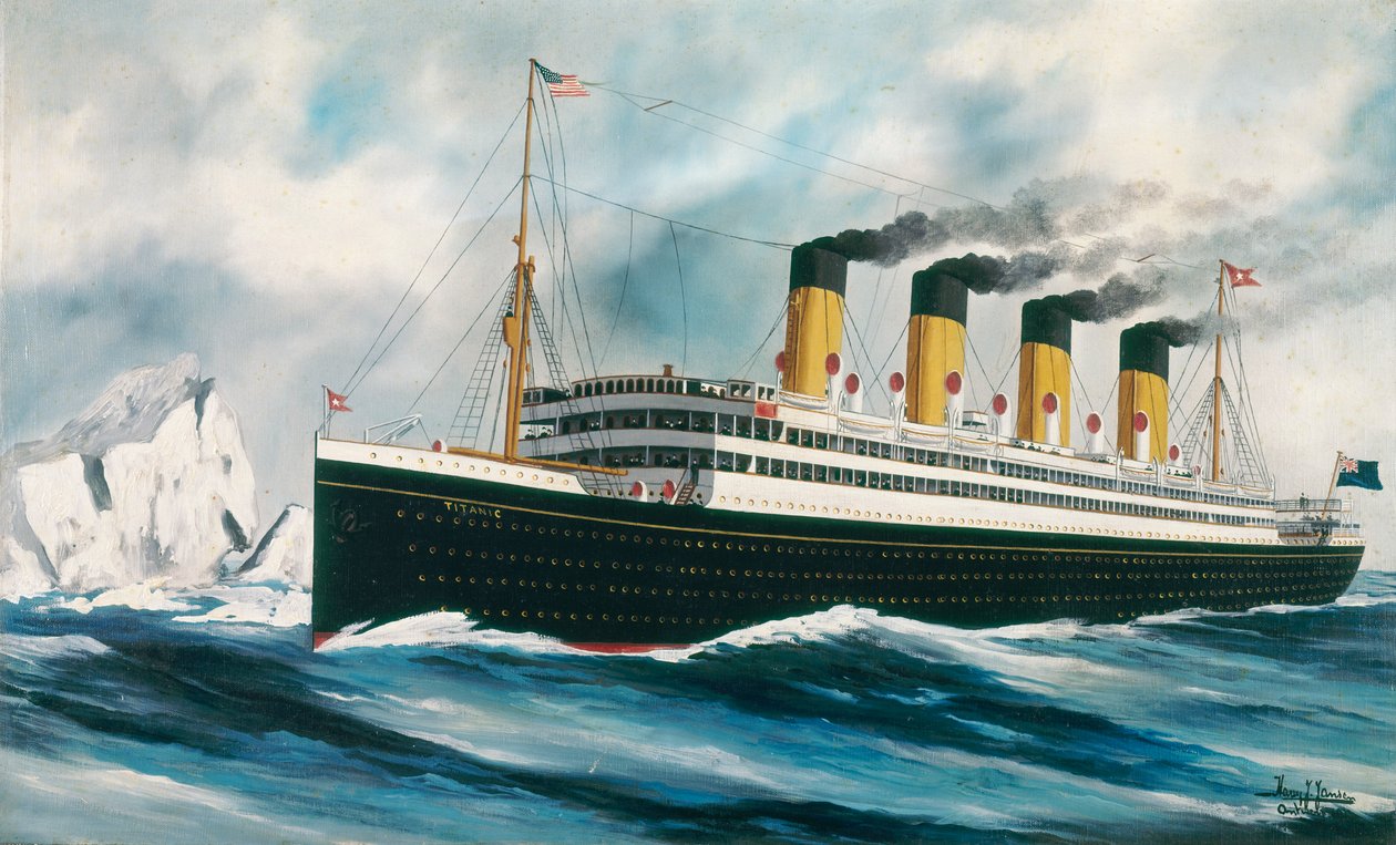 Osobní loď Titanic (1912) na cestě v severním Atlantiku, míjí ledovce od Harry J. Jansen