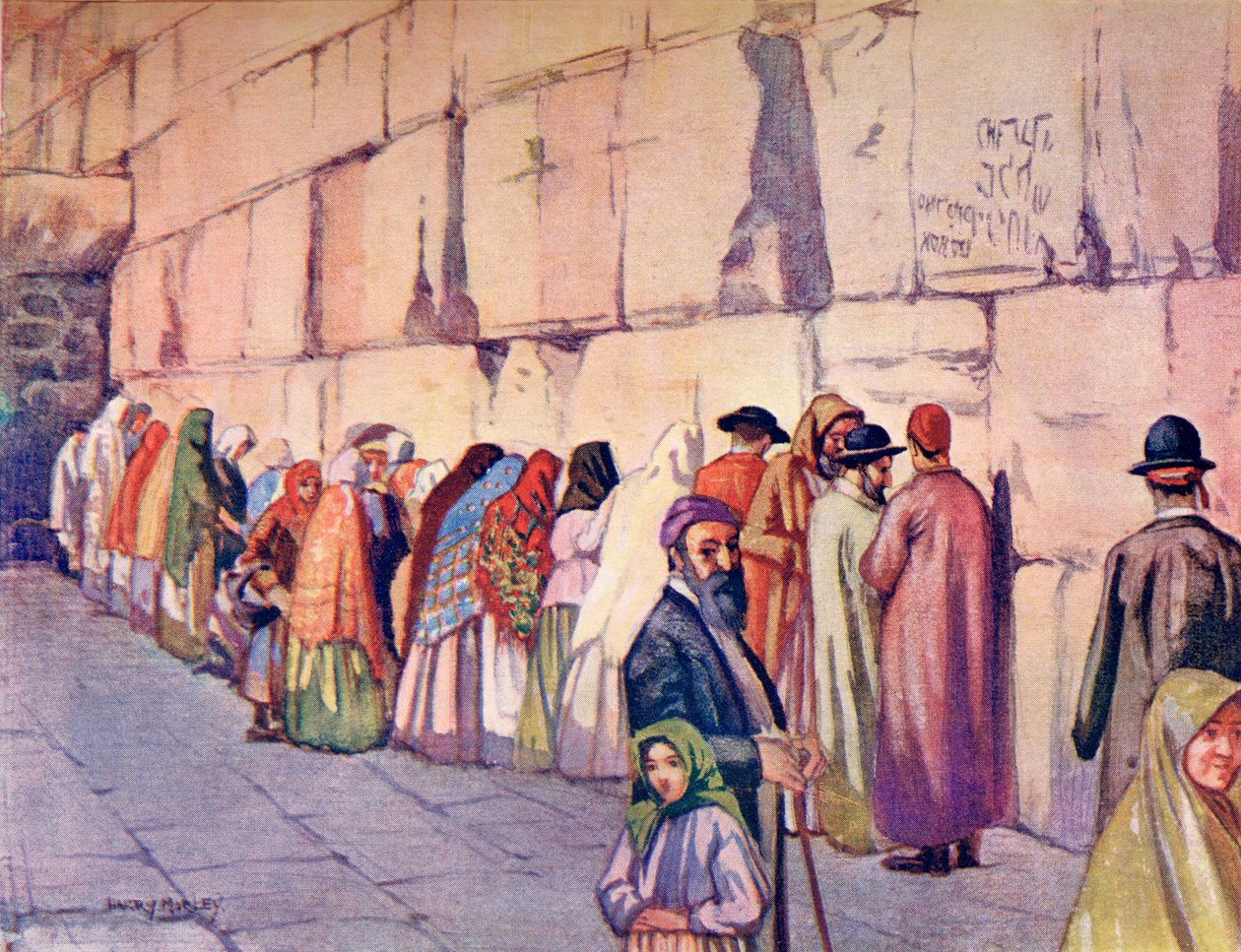Zeď nářků, Jeruzalém, Palestina, cca 1910, z knihy Richarda Penlakea A Book of Modern Palestine, vyd. cca 1910. od Harry Morley