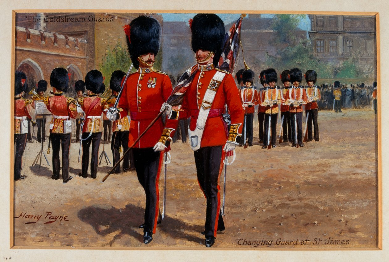 The Coldstream Guards Changing Guards v St James, circa 1905 od Harry Payne