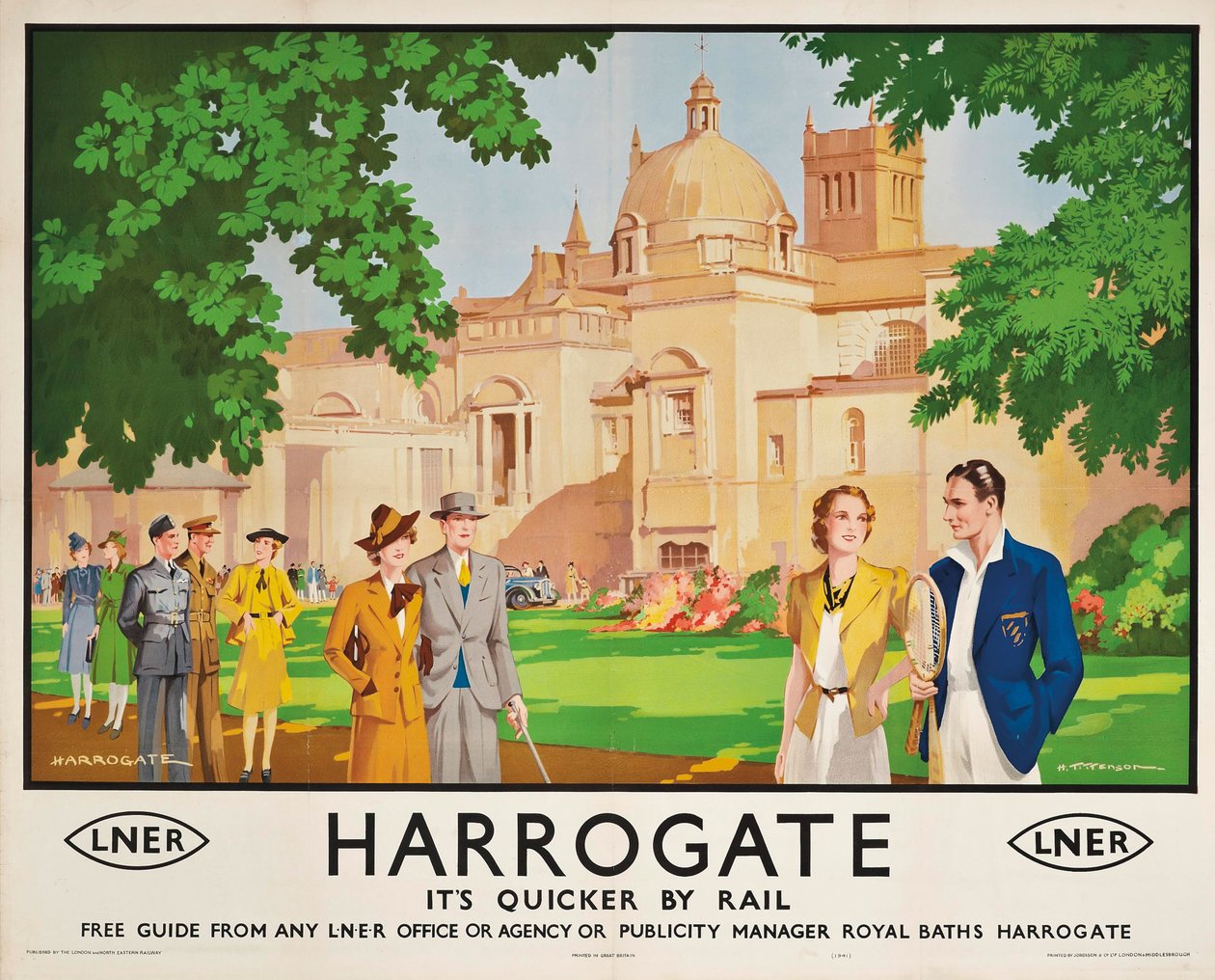 Plakát Harrogate, jeho Quicker by Train