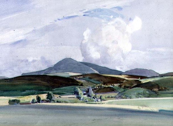 Výhled na hory (akvarel) od Harry Watson
