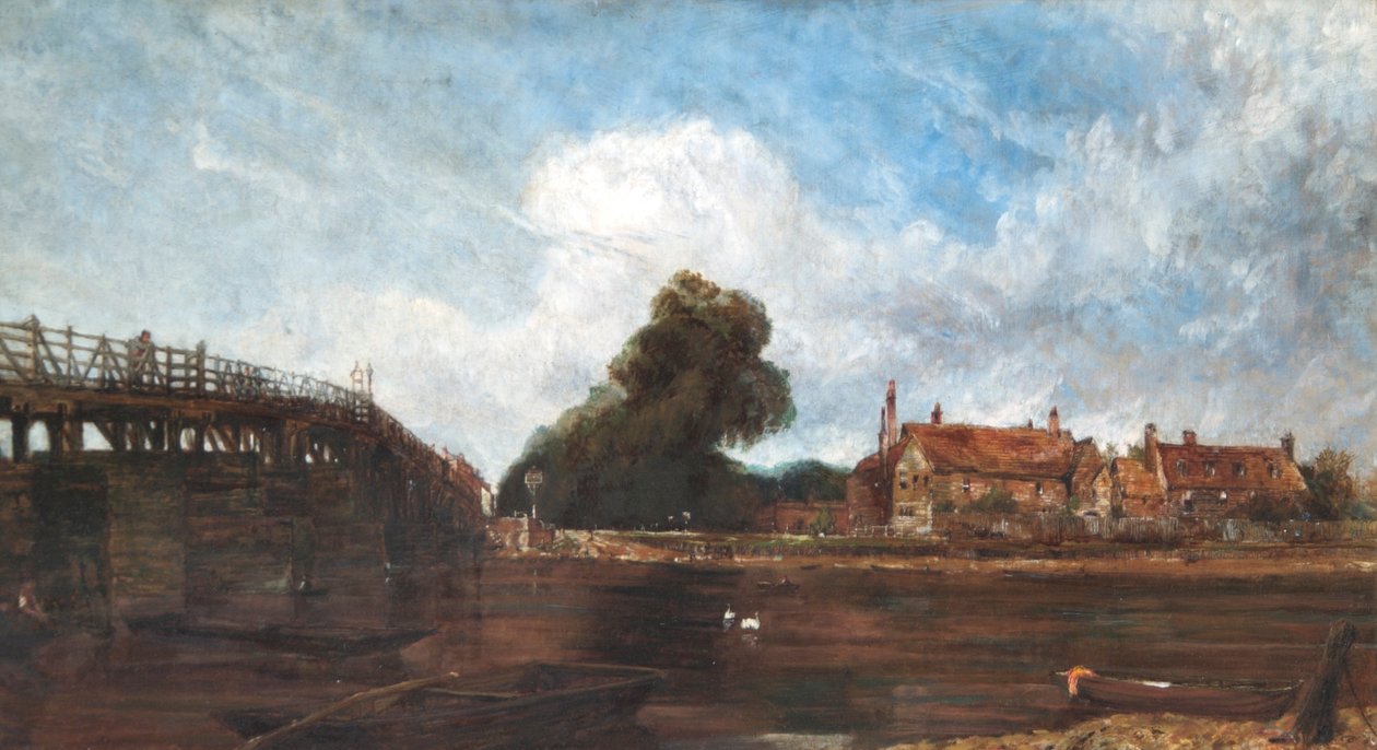 Old Hampton Court Bridge, c.1875 (akvarel na papíře) od Harry Williams