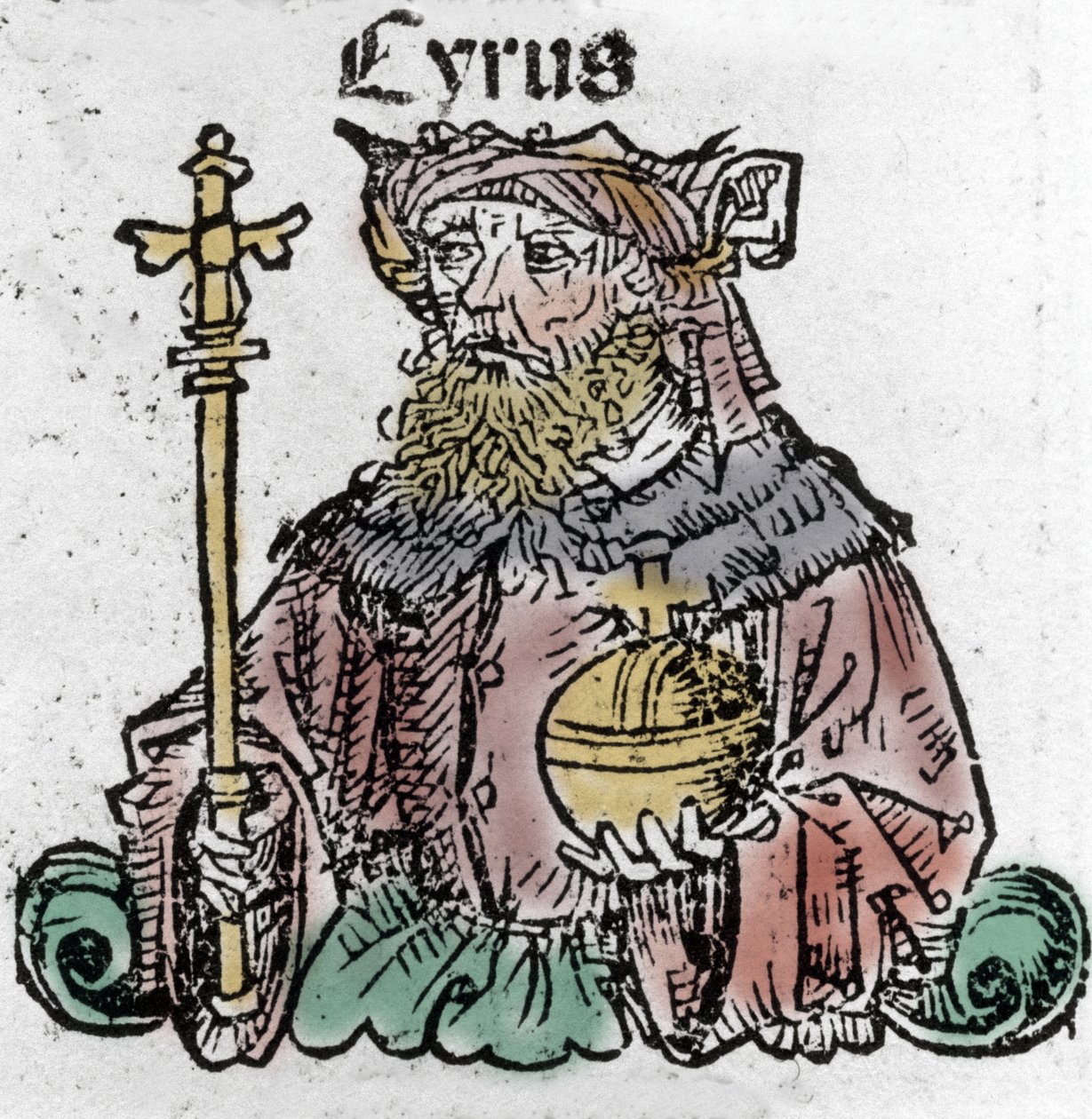 Cyrus II (529 př. n. l.), známý jako Kýros Veliký, zakladatel Perské říše, Xylografie „“ Kroniky Norimberku““ od Hartmanna Schedela od Hartmann Schedel