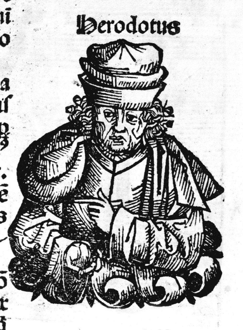 Portrét Herodota (484 př.nl - 425 př.nl), řecký historik. Xylografie Hartmanna Schedela "" Kroniky Norimberku "" od Hartmann Schedel