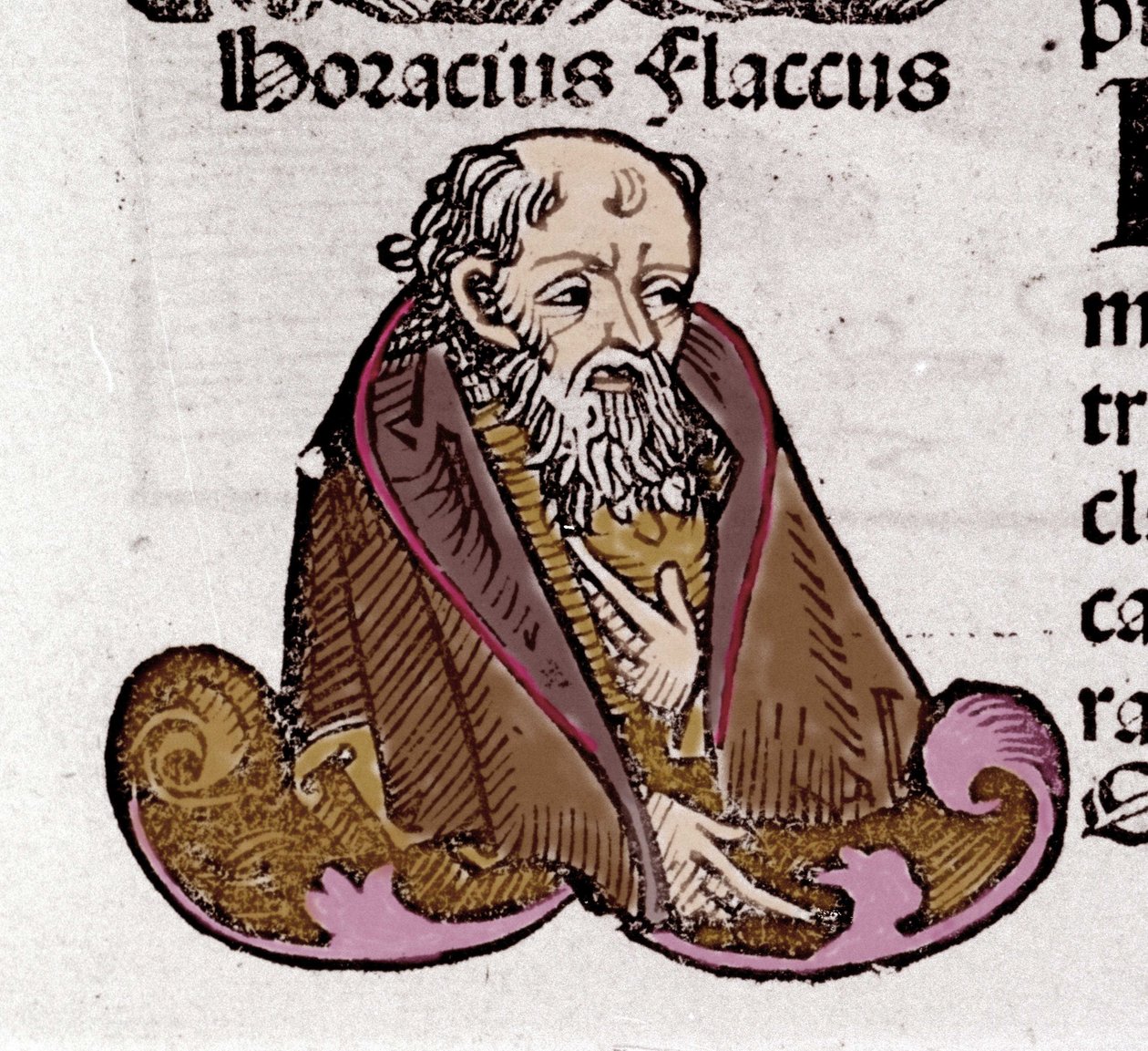 Portrét Horatia (Quintus Horatius Flaccus) (65-8 př.nl), latinský básník. V "Knize kroniky" od Hartmanna Schedela. 1497 od Hartmann Schedel