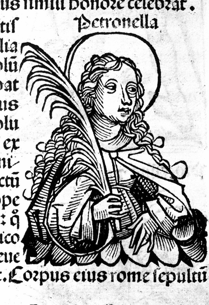 Portrét Saint Petronilla. Xylografie podle „Norimberských kronik“ od Hartmanna Schedela. Norimberk 1497 od Hartmann Schedel