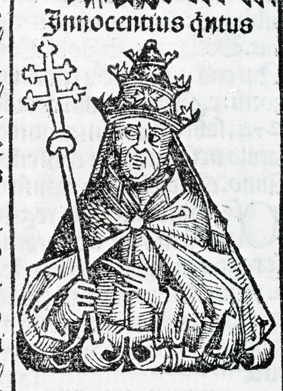 Portrét papeže Inocence IV. (1195 - 1254) v Liber chronicarum od Hartmanna Schedela Norimberk 1497 od Hartmann Schedel