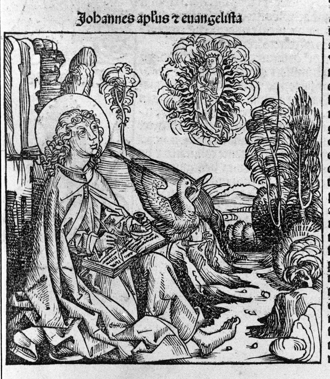 Zastoupení evangelisty svatého Jana. Rytina z „Liber chronicarum“ (Norimberské kroniky) od Hartmanna Schedela 1493 od Hartmann Schedel