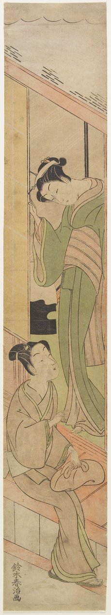 Young Man Talking to a Watatsumi, c.1770 (barevný dřevořez) od Haruji Suzuki