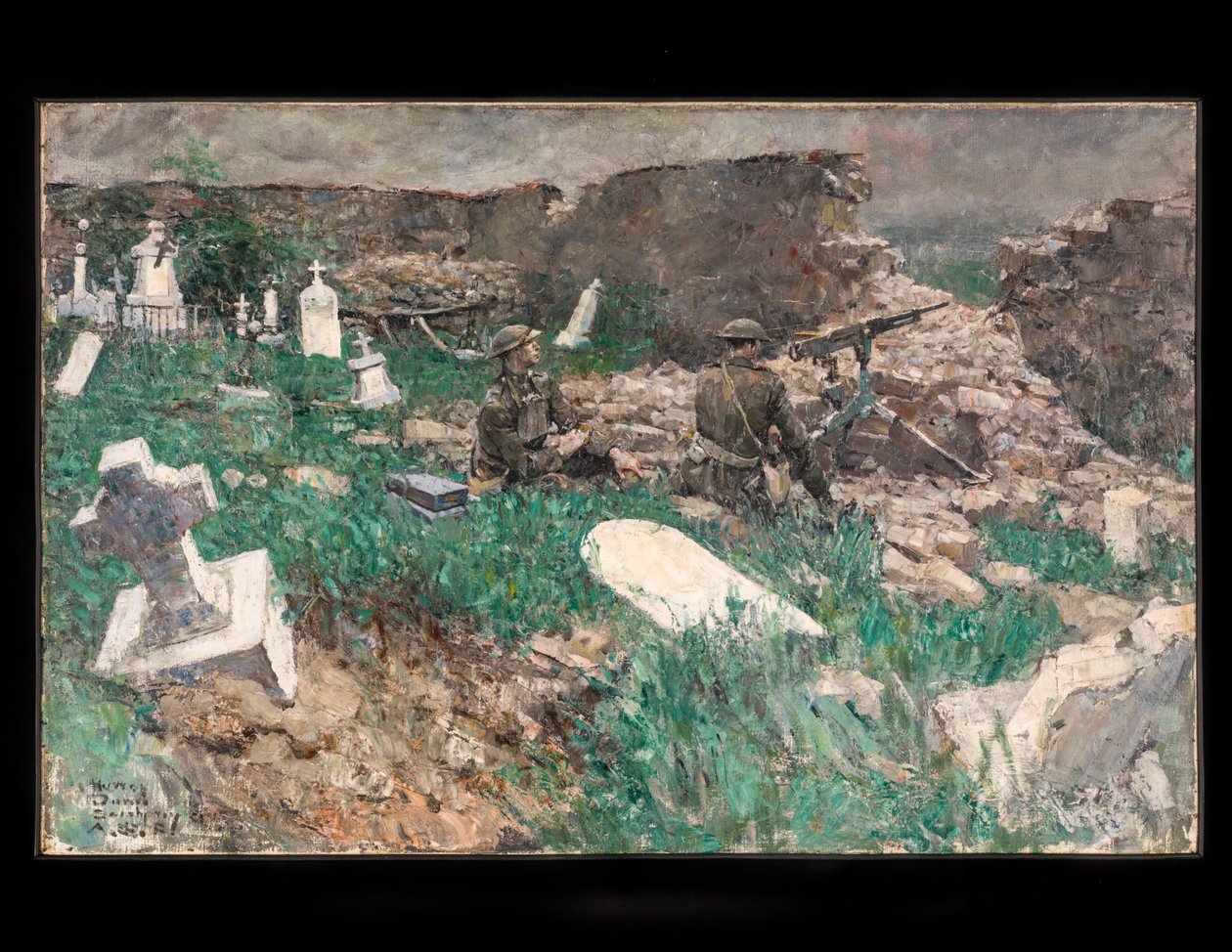 Kulometné stanoviště, cca 1918 (olej na plátně) od Harvey T. Dunn