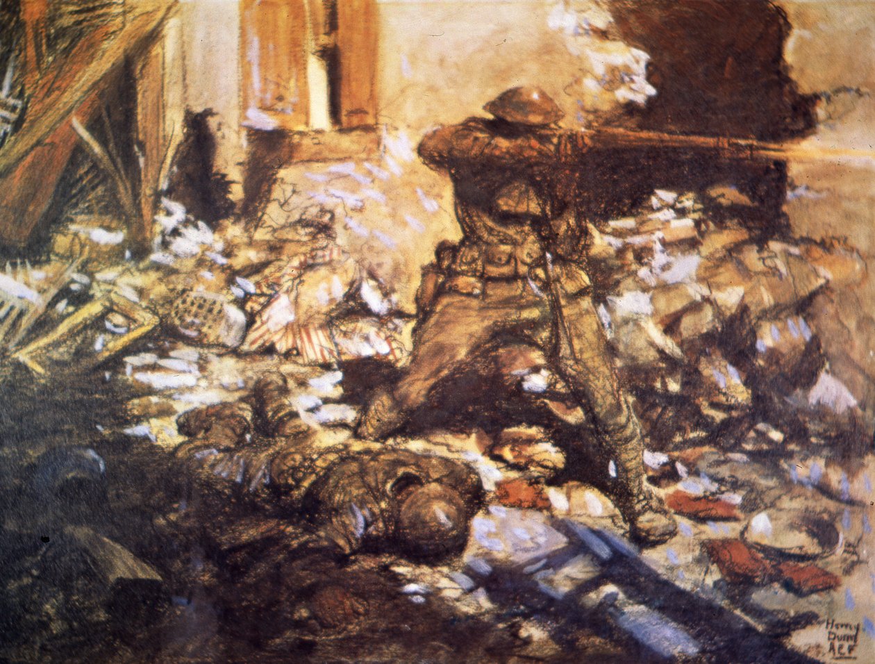 Pouliční boje ve vesnici na Marně od Harvey T. Dunn
