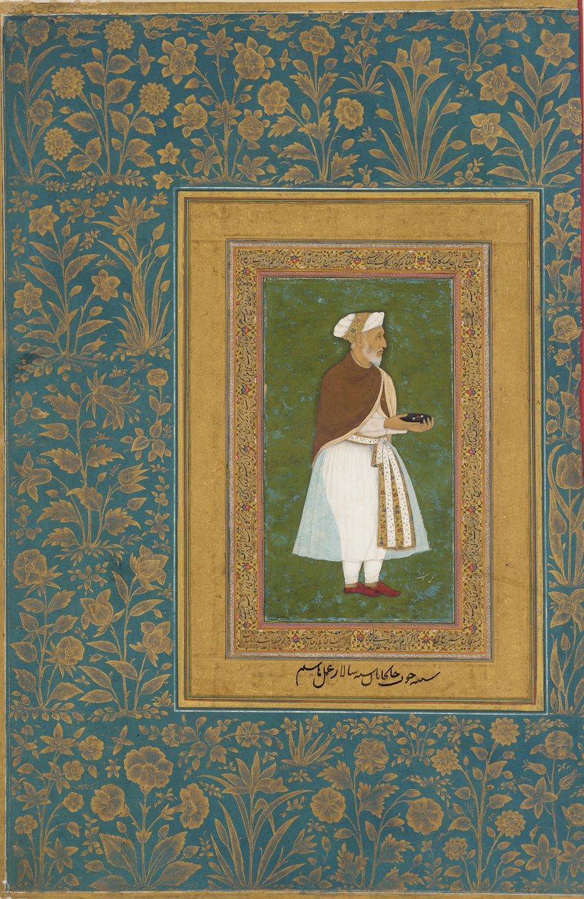 Abd al-Rahim, Chán Chánan, asi 1627 (neprůhledný akvarel, tuš a zlato na papíře) od Hashim Hashim