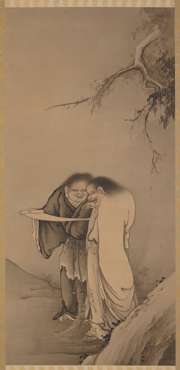 The Chinese Taoist Immortals, Han-shan and Shih-te Kanzan and Jittoku, Meiji era, 1886. od Hashimoto Gaho