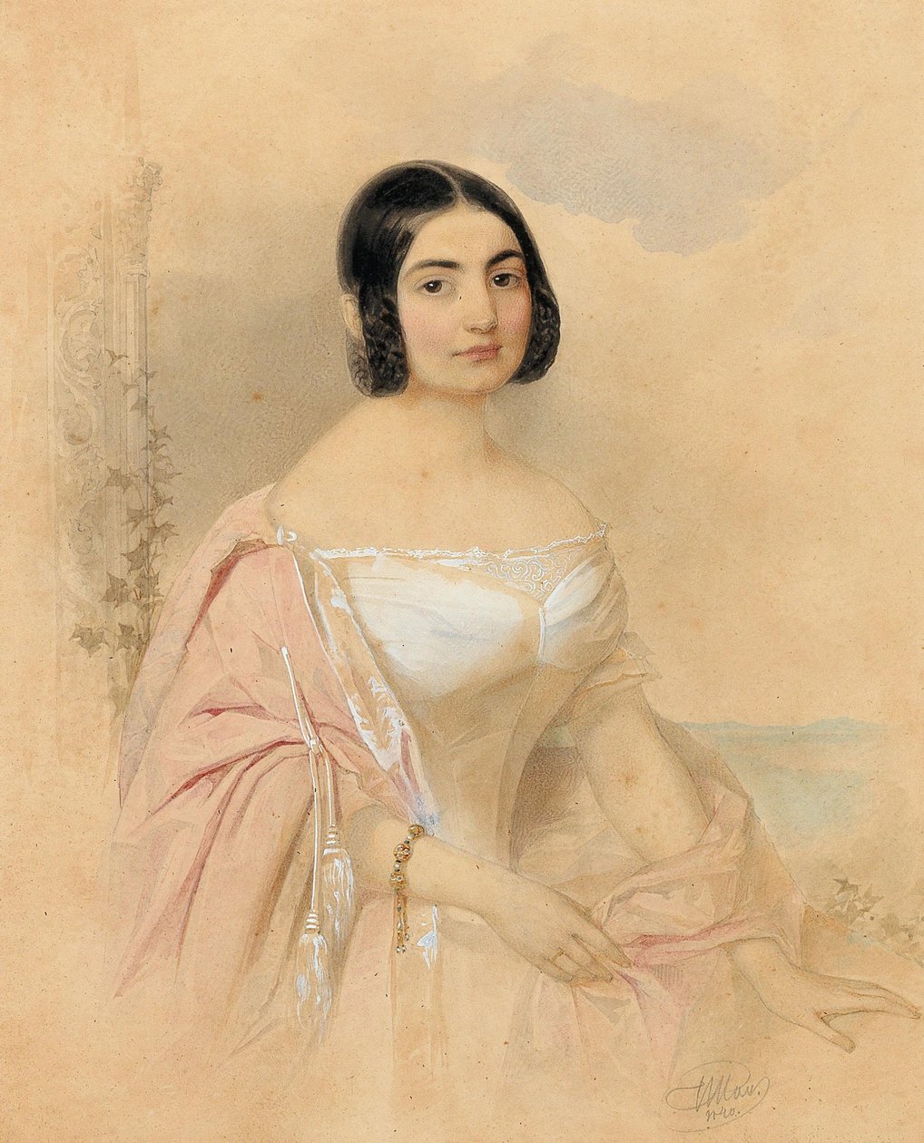 Portrét hraběnky Marie von Tattenbach, rozené von Lion, 1840. od Hau