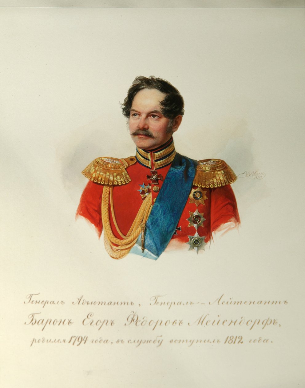 Portrét generála Jegora Fjodoroviče Meiendorfa 1794-1879 Z alba císařské koňské gardy, 1846-1849 od Hau