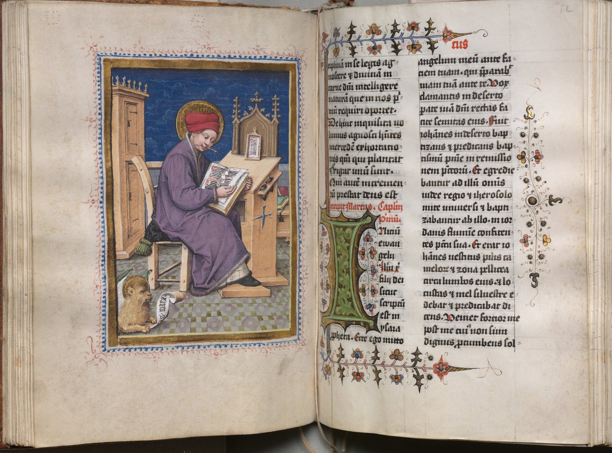 Kniha evangelií s portréty evangelistů: Zdobená iniciála od Hausbuch Master
