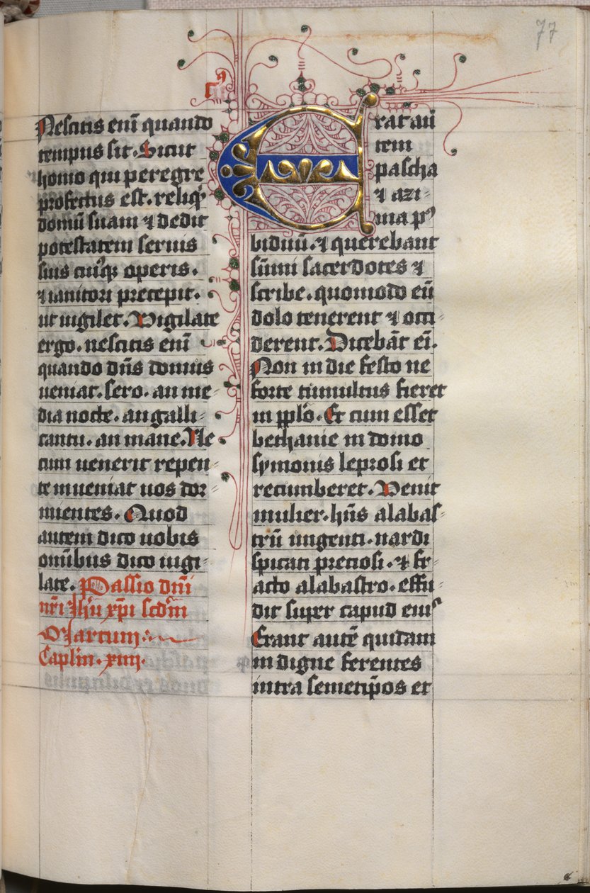 Kniha evangelia s portréty evangelistů: zdobená iniciála, c. 1480. od Hausbuch Master