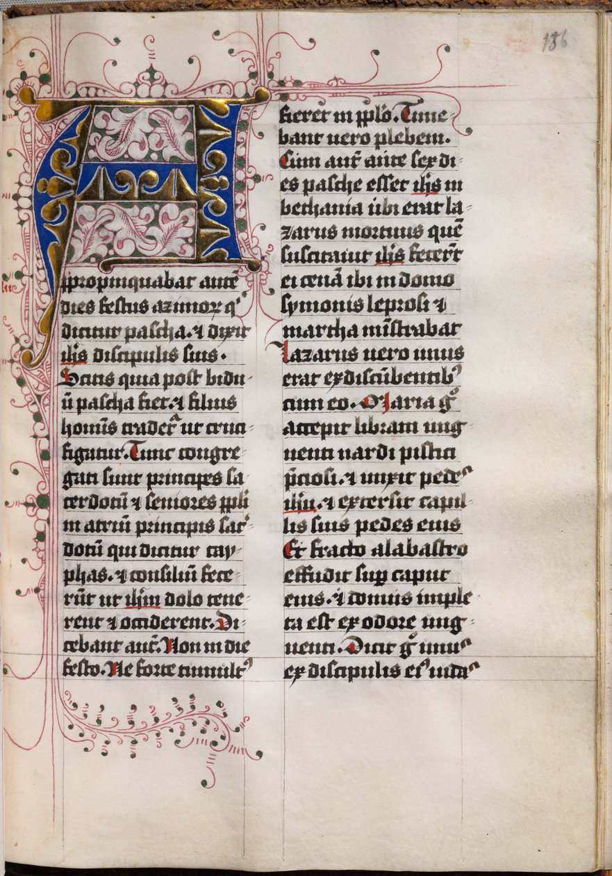 Kniha evangelia s portréty evangelistů: zdobená iniciála, c. 1480. od Hausbuch Master