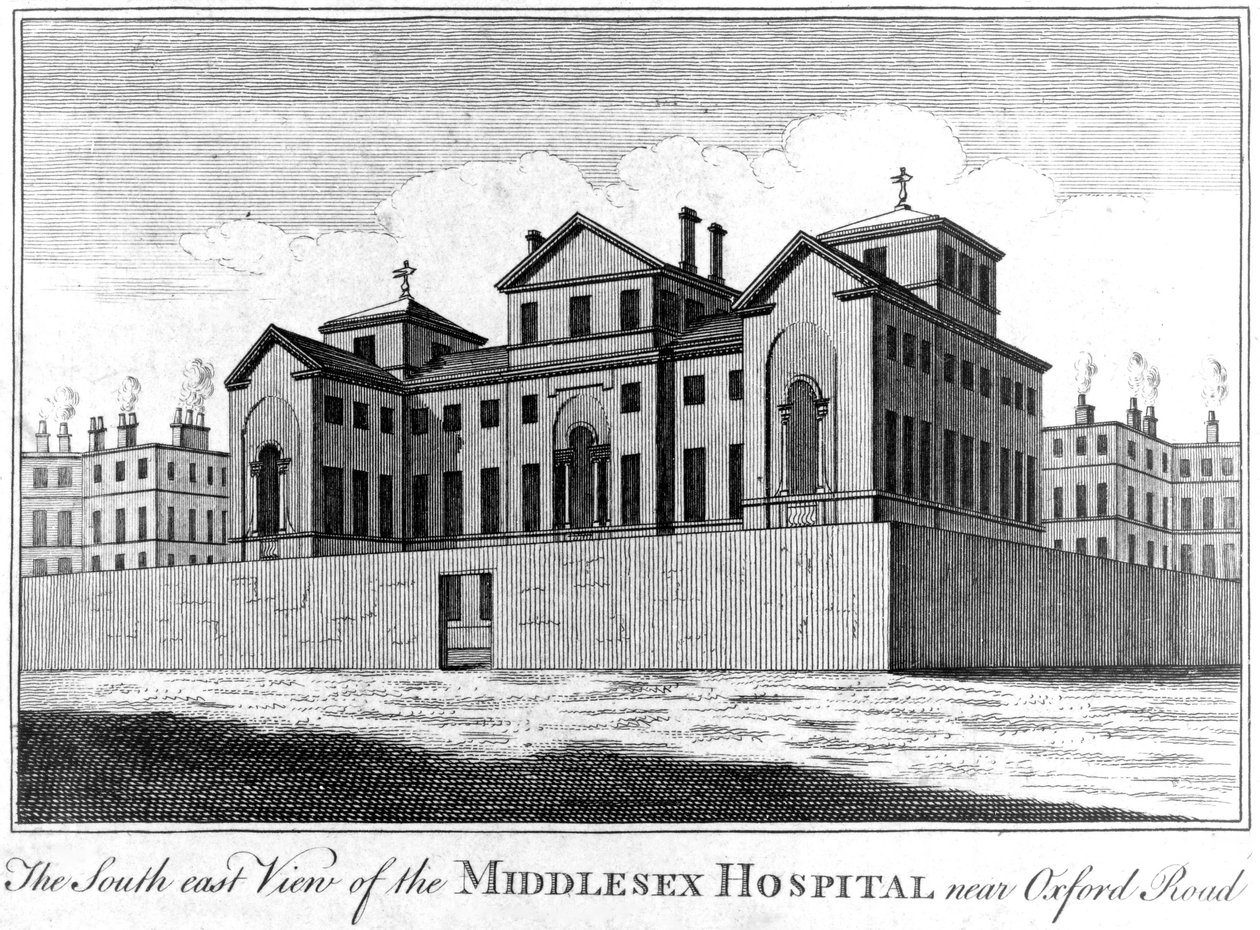 Jihovýchodní pohled na nemocnici Middlesex, 1745 od Haynes King