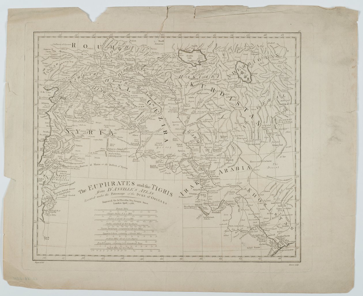 Eufrat a Tigris z DAnvilles Atlas, vyrytý Thomas Bowen, 1788 od Haywood Haywood