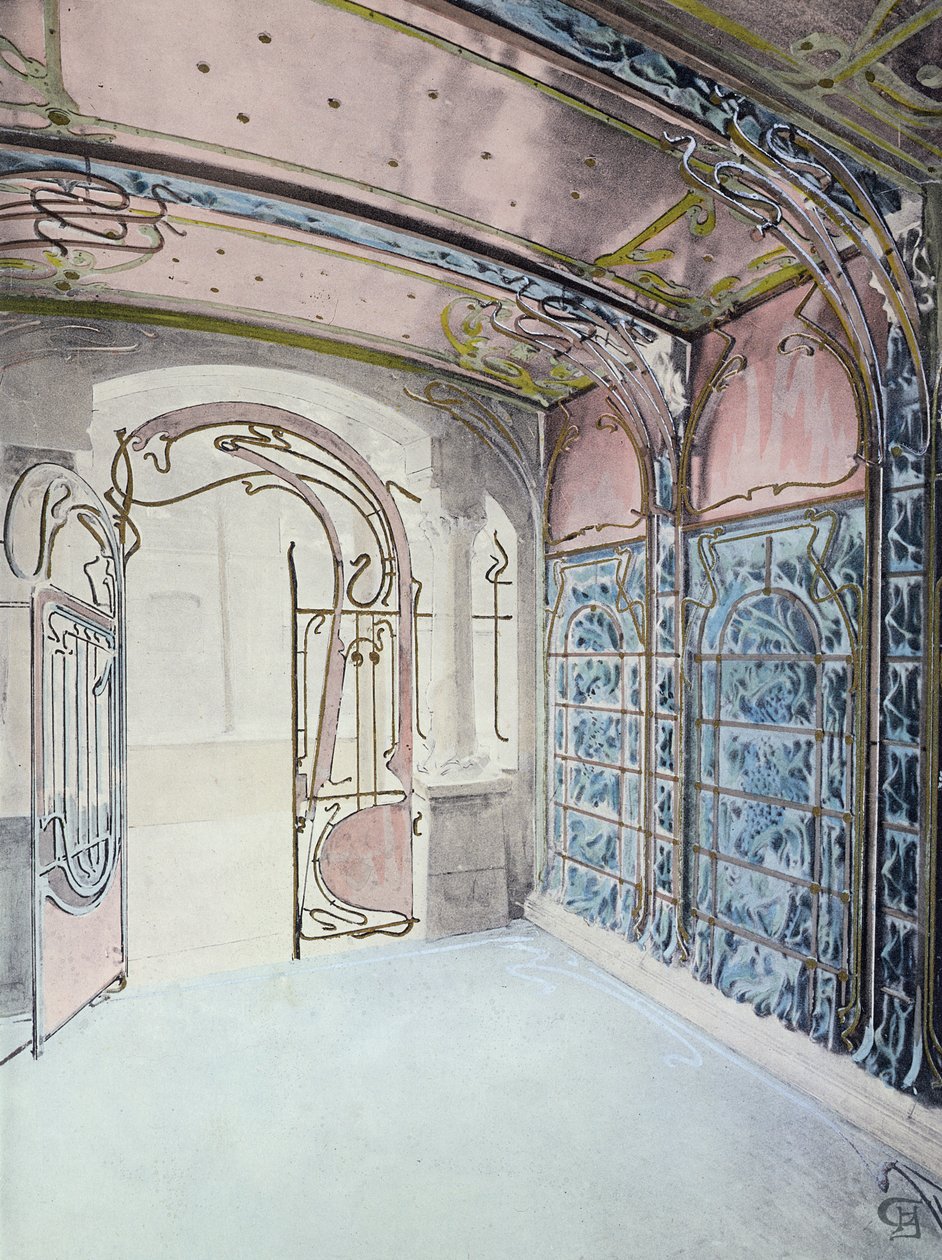 Vstupní hala zámku Beranger, ilustrace z knihy Hectora Guimarda (1867-1942) od Hector Guimard