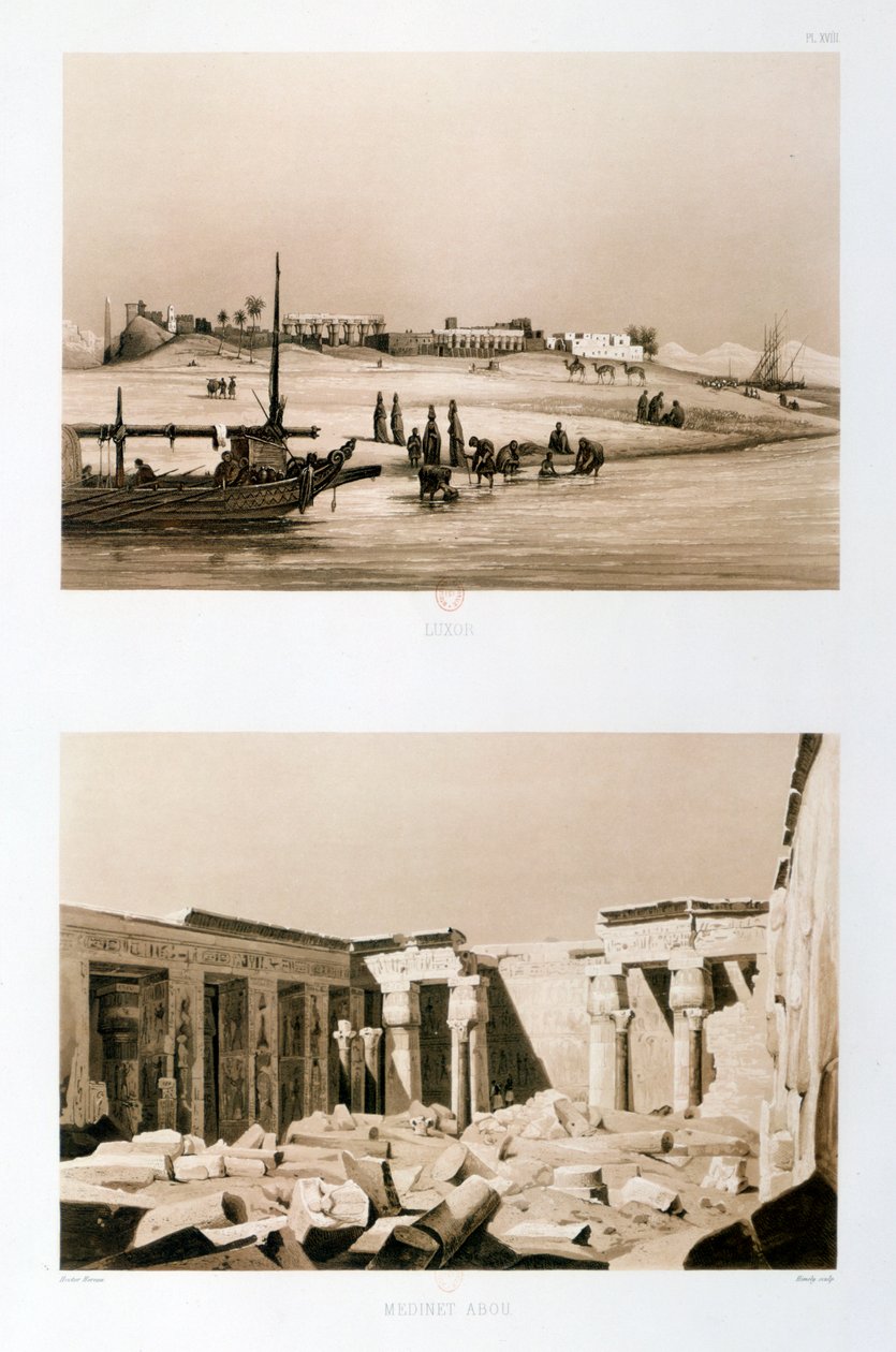 Luxor a Medinet Habu, Egypt, 1841 od Hector Horeau