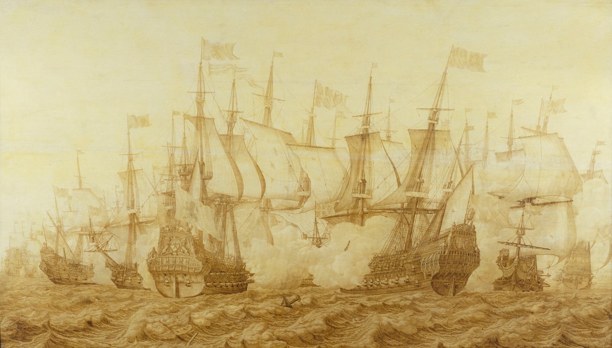 Bitva u Gabbard, 2. června 1653, asi 1653 (grisaille na desce) od Heerman Witmont