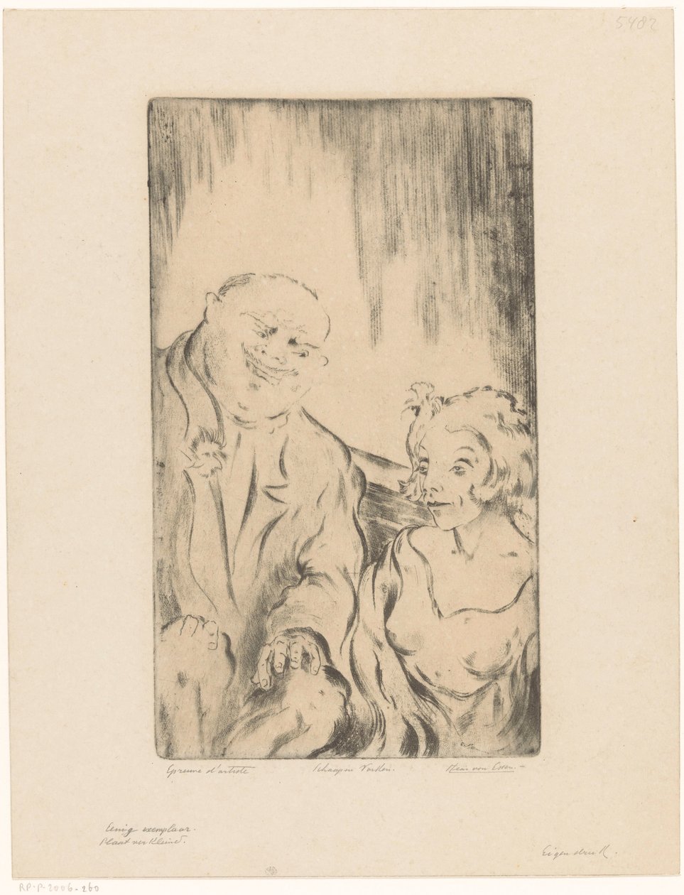 Ovce a prase (původní název na objektu) Muž a žena (název seriálu) od Hein von Essen (signed by artist)