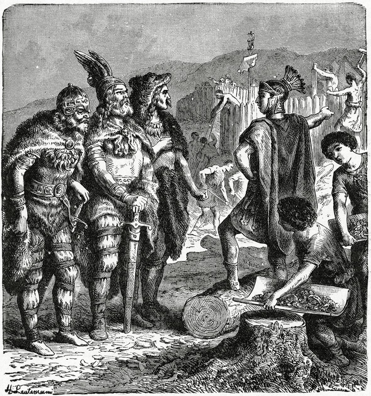 Julian and Frankish Chiefs, c.1880 rytina od Heinrich Leutemann