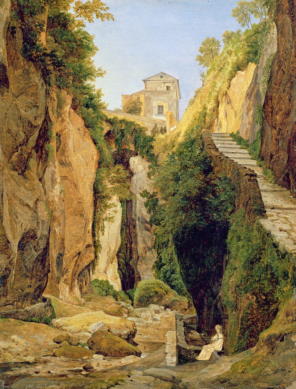 Rokle v Sorrentu, 1823 (olej, papír na plátně) od Heinrich Reinhold