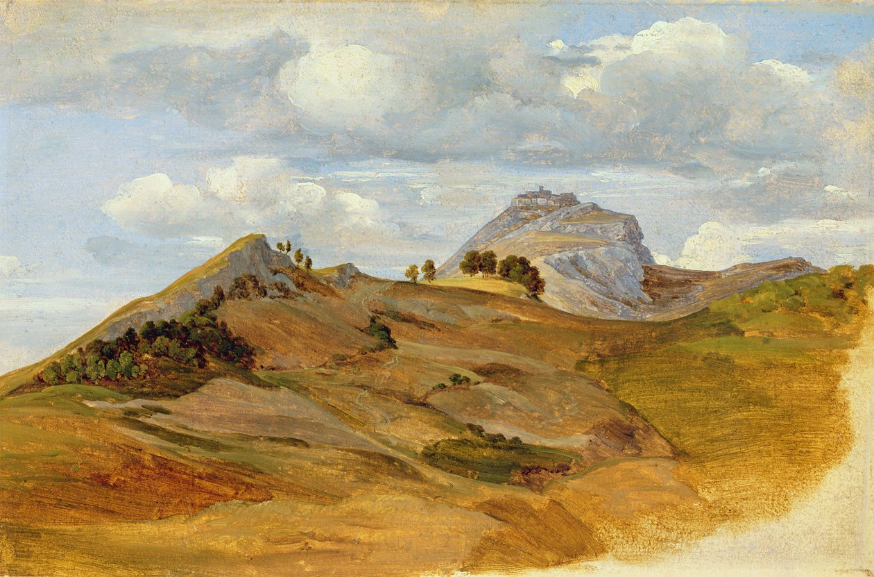 Pohled na Civitella, 1822 (olej na papíře na kartonu) od Heinrich Reinhold