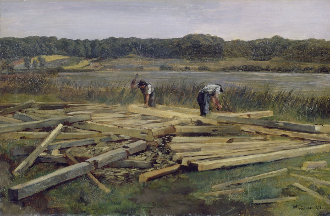 Staveniště u Wesslingersee, 1876 od Heinrich Wilhelm Truebner