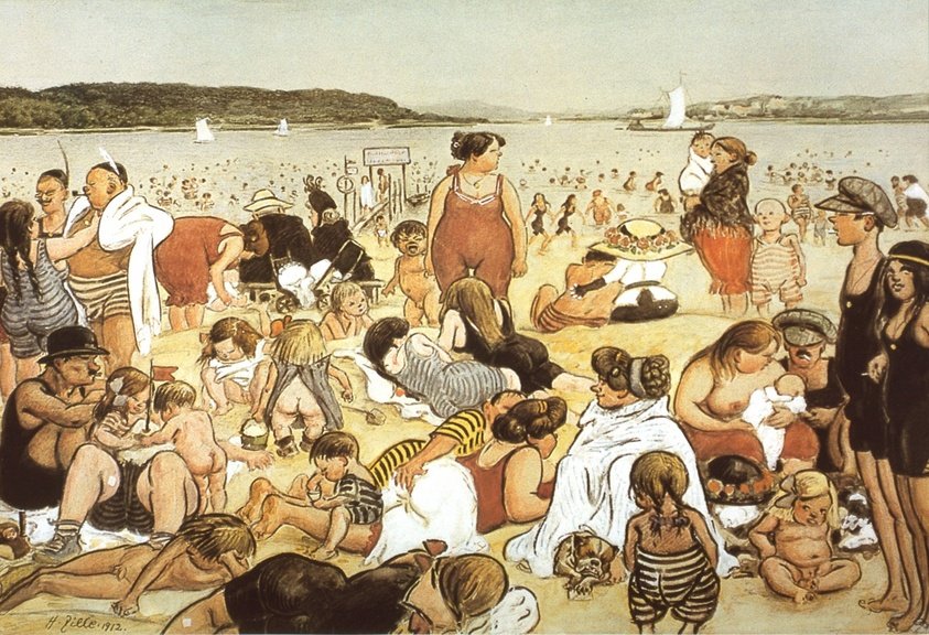 Život na pláži v Berlíně 1912 od Heinrich Zille