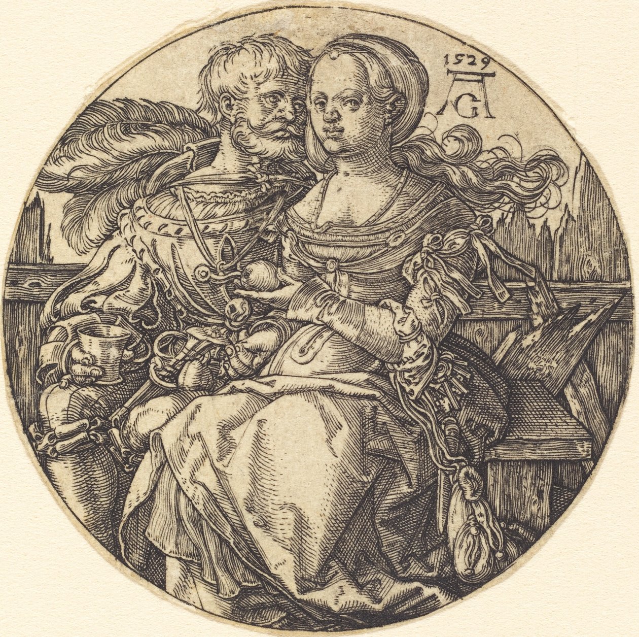 Pár sedících milenců od Heinrich Aldegrever
