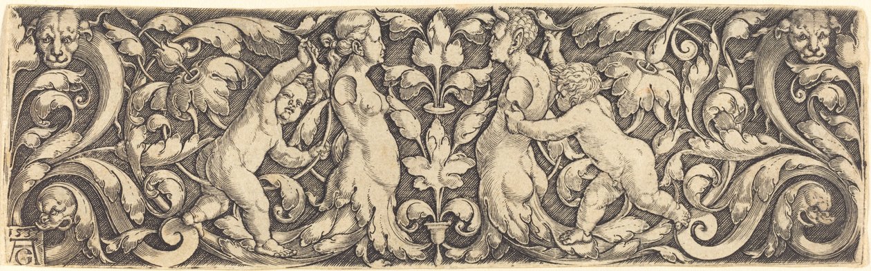 Křížový panel s révou uprostřed a Tritonův pár, 1537. od Heinrich Aldegrever