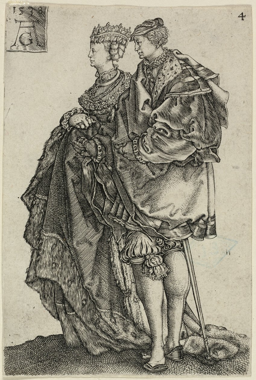 Taneční pár, deska čtyři od The Large Wedding-Dancers od Heinrich Aldegrever
