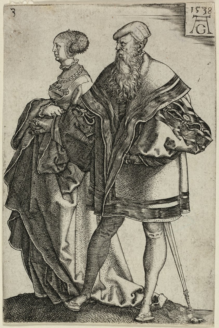Taneční pár, deska tři od The Large Wedding-Dancers od Heinrich Aldegrever