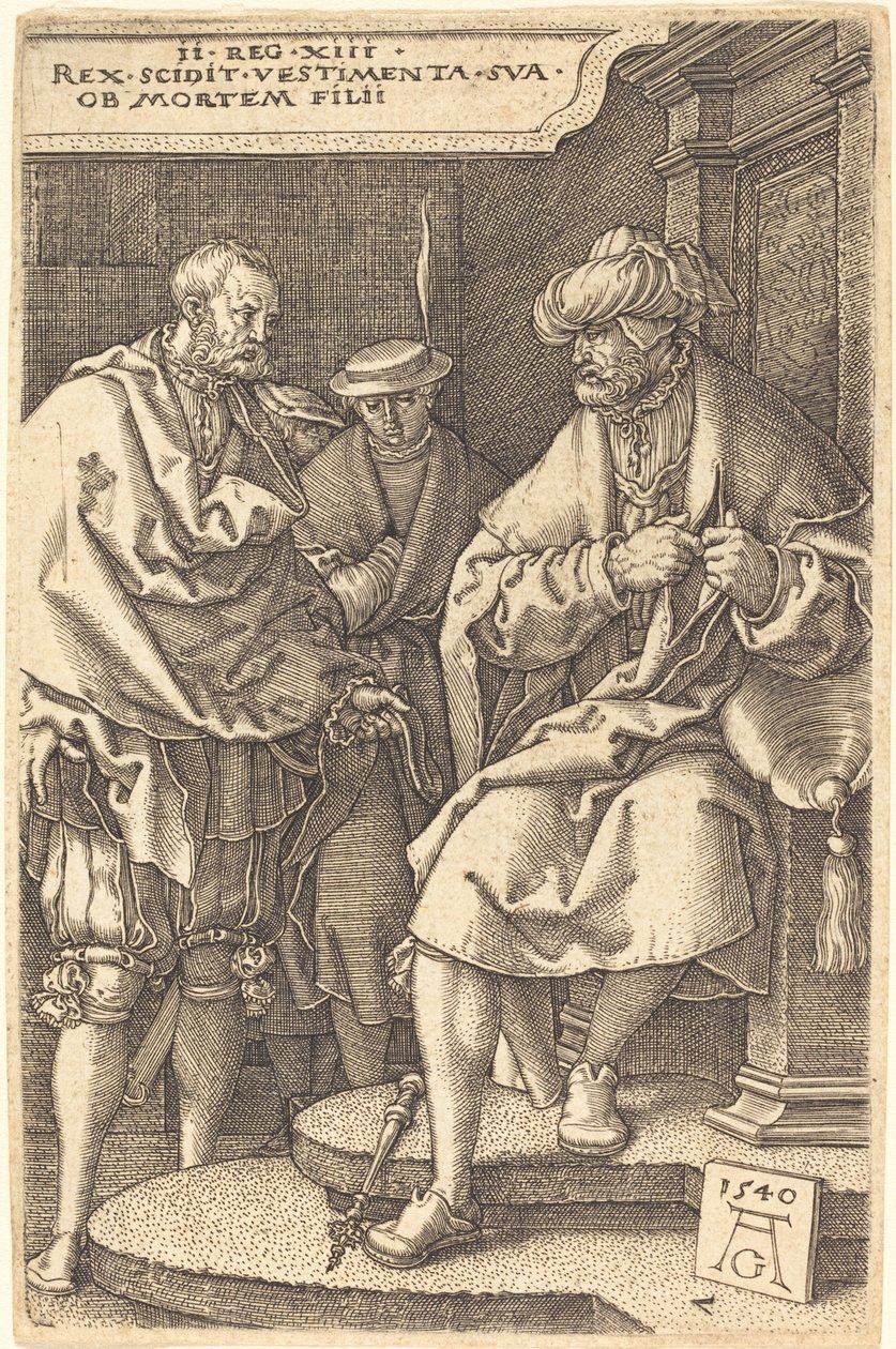 David svlékl svůj hábit při zprávě o smrti svého syna, 1540. od Heinrich Aldegrever