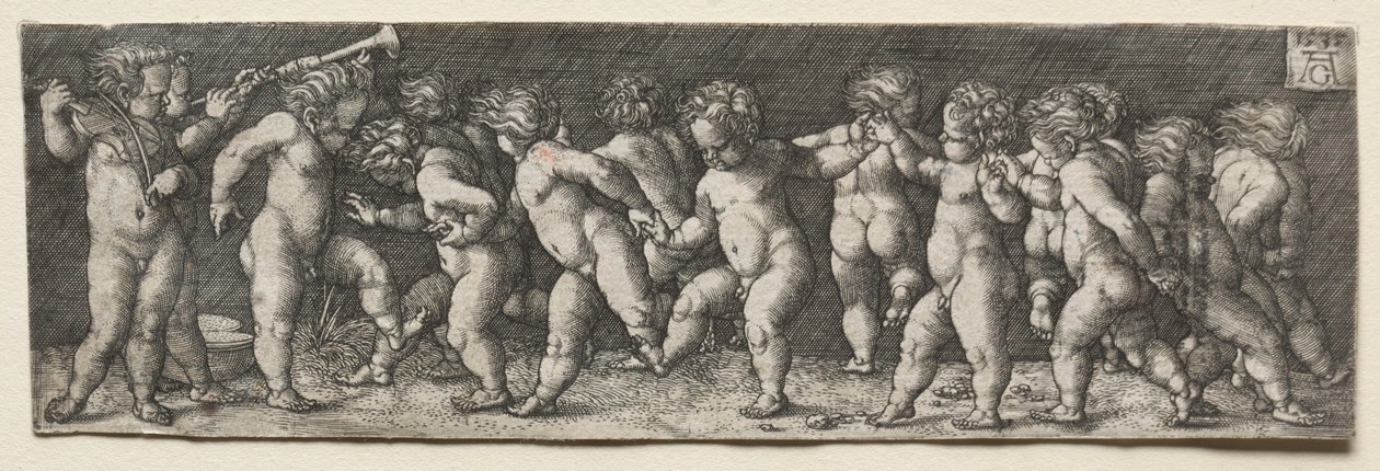 Patnáct nahých dětí tančí, 1535. od Heinrich Aldegrever