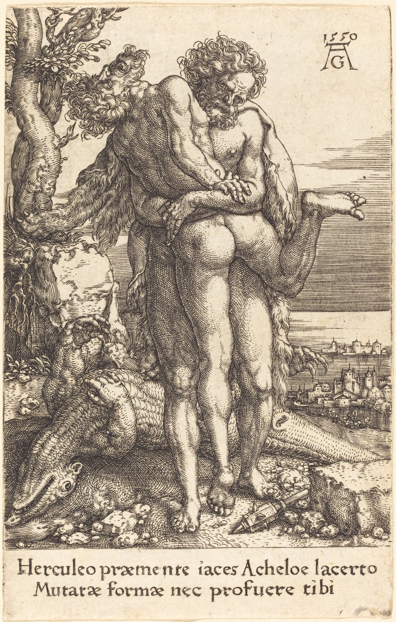 Herkules bojující s bohem řeky Achelous od Heinrich Aldegrever