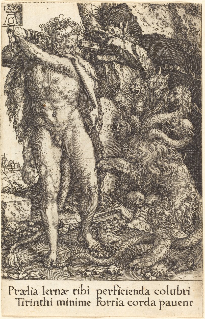 Herkules bojující s Hydra z Lernea od Heinrich Aldegrever
