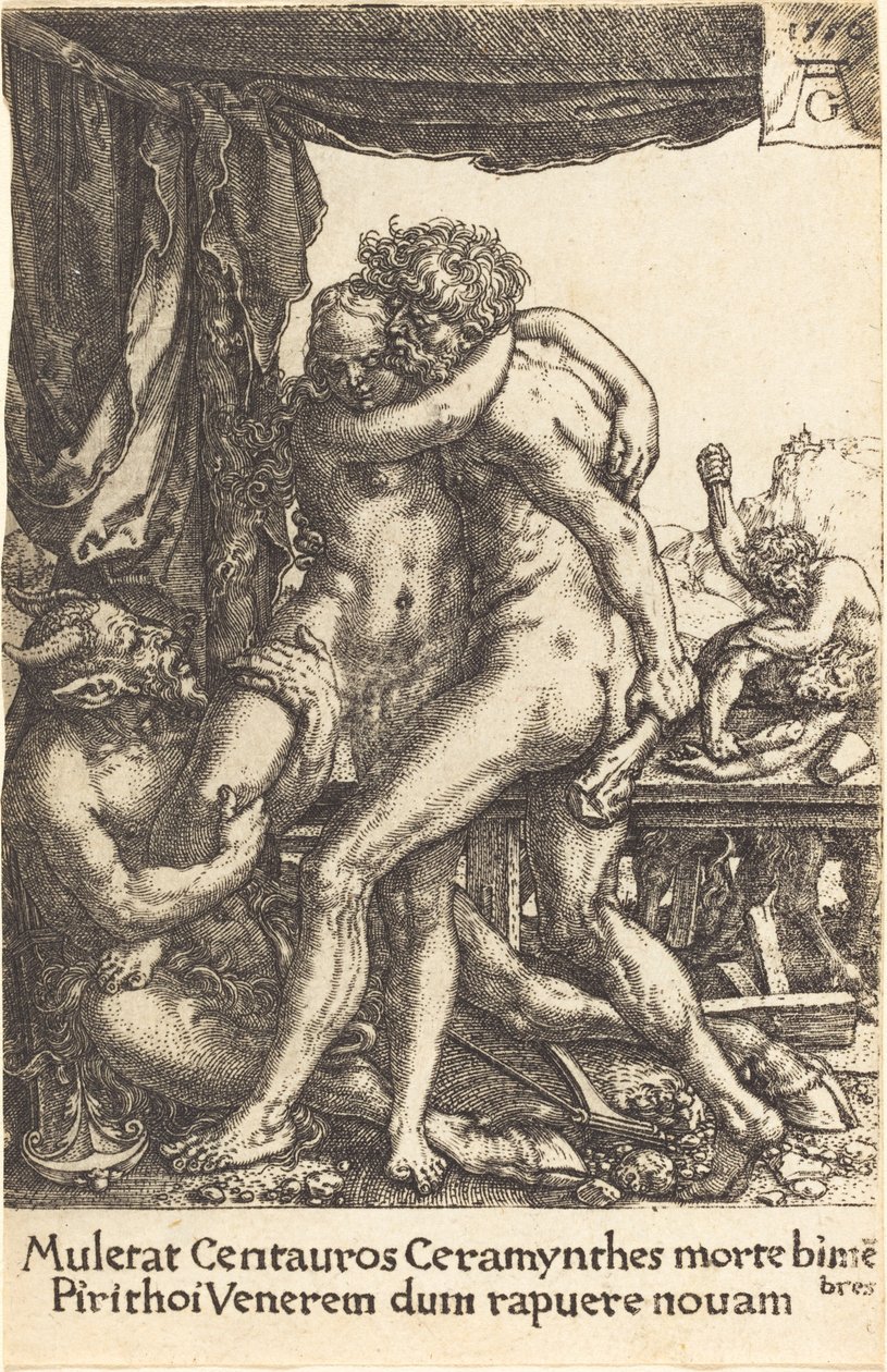 Hercules brání Kentaurům před znásilněním Hippodamie, 1550. od Heinrich Aldegrever