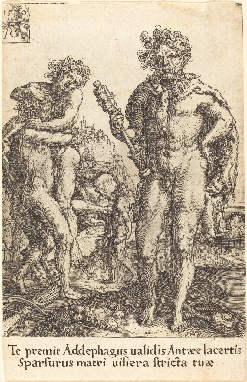 Herkules a Antheus od Heinrich Aldegrever