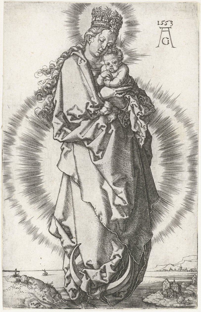 Madonna s dítětem na půlměsíci od Heinrich Aldegrever