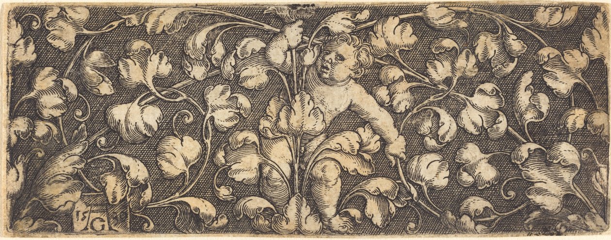 Ornament s listy a dítětem ve středu od Heinrich Aldegrever