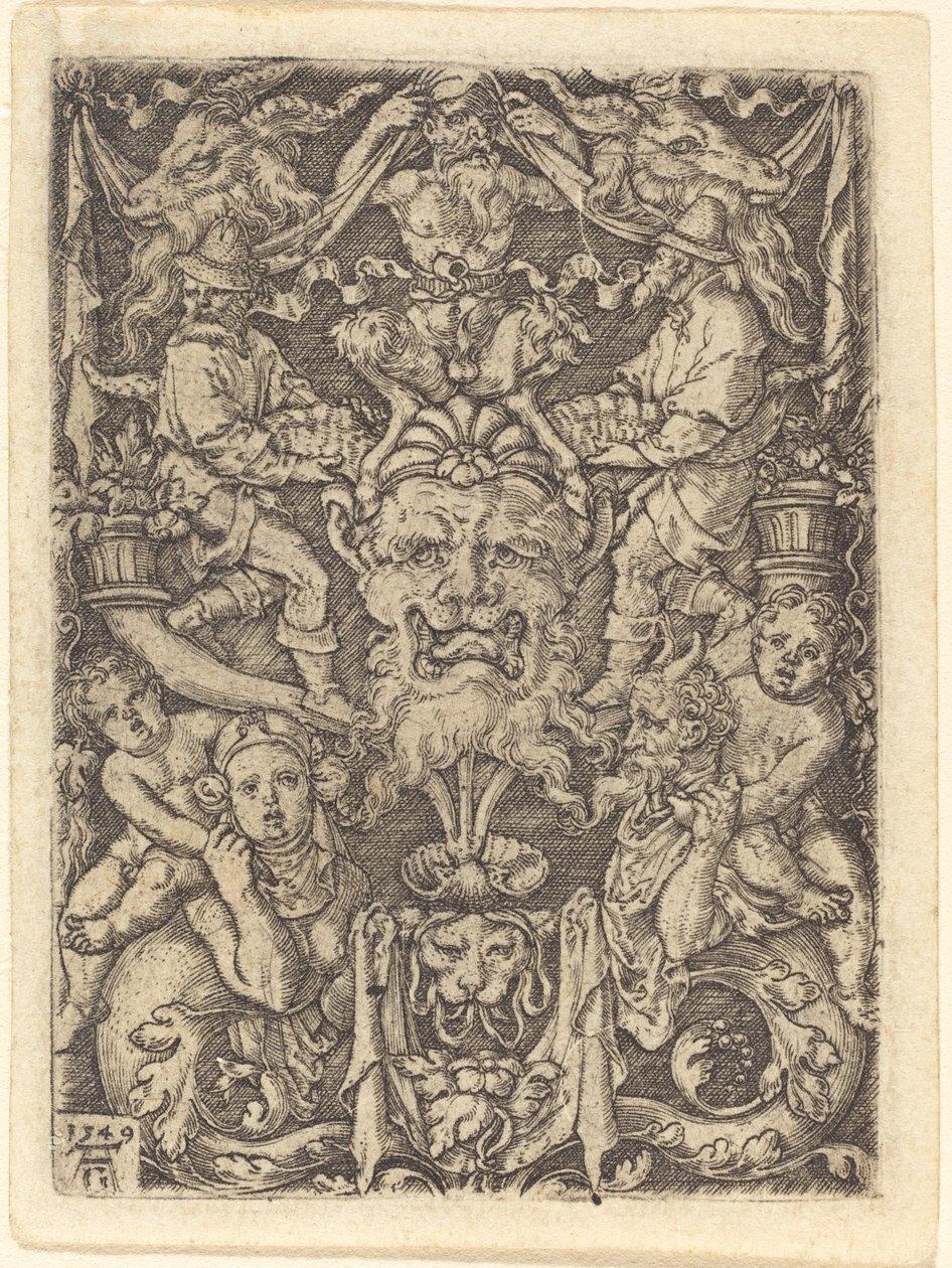 Ornament s maskou, 1549. od Heinrich Aldegrever