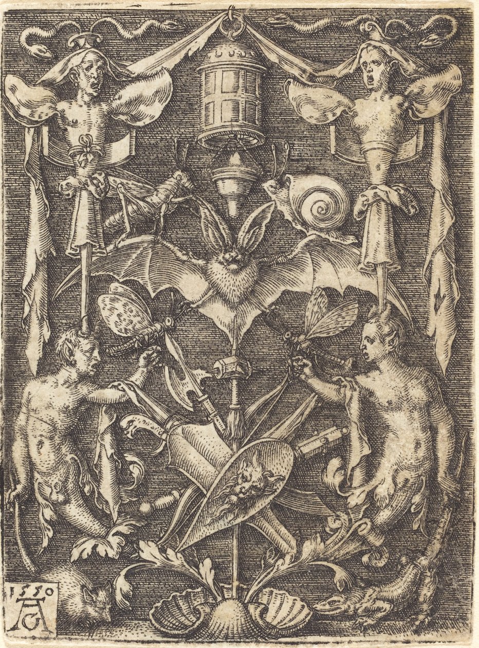 Ornament s trofejí zbraní, 1550. od Heinrich Aldegrever