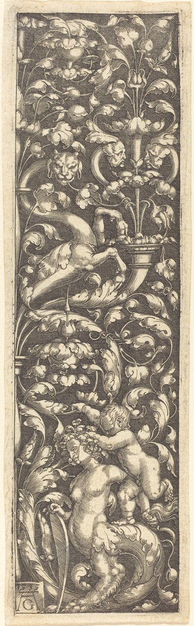 Ornament s dítětem na zádech sfingy, 1535. od Heinrich Aldegrever