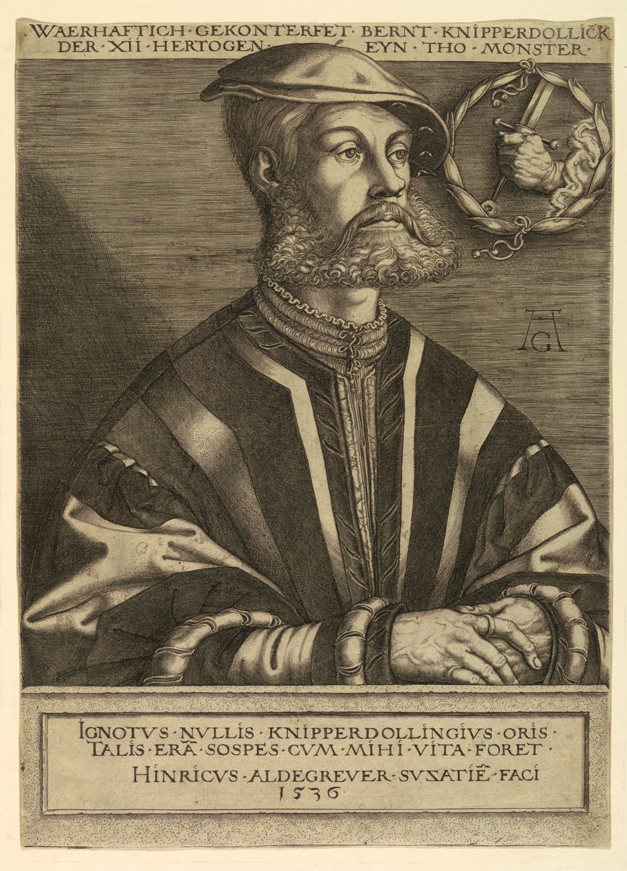 Portrét Bernarda Knipperdollinga, náčelníka anabaptistů z Münsteru od Heinrich Aldegrever