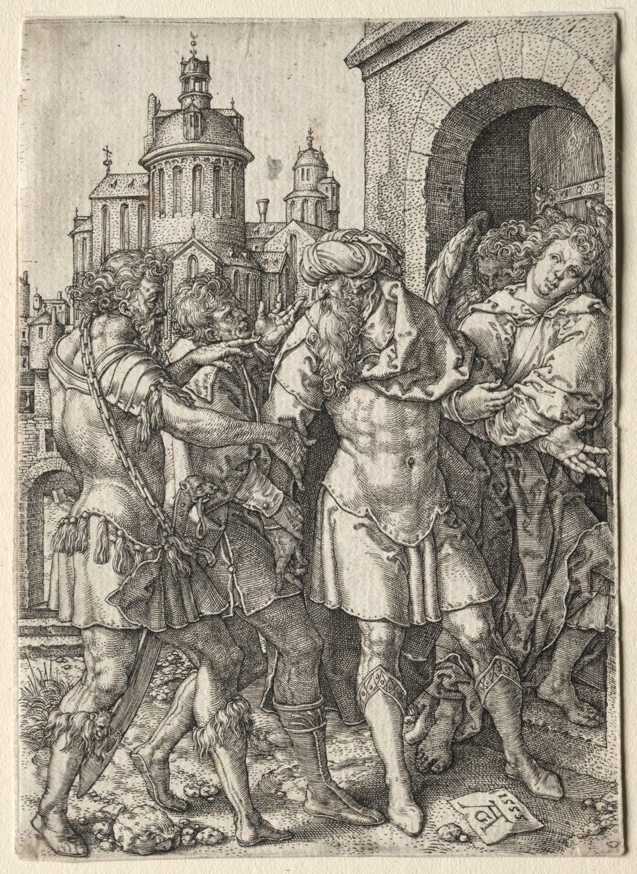 The Story of Lot: Lot Prevents Sodomites from Violence, 1555. od Heinrich Aldegrever
